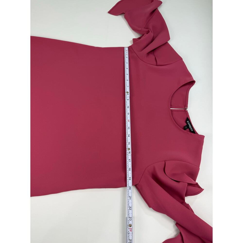 Express Shift Dress‎ Size Medium Mauve Pink Ruffle Sleeves Loose Flowy - Picture 6 of 9